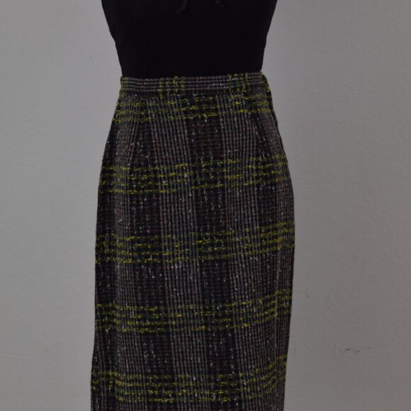 Vintage 70s Plaid Tweed skirt | 26 waist - Picture 4 of 7